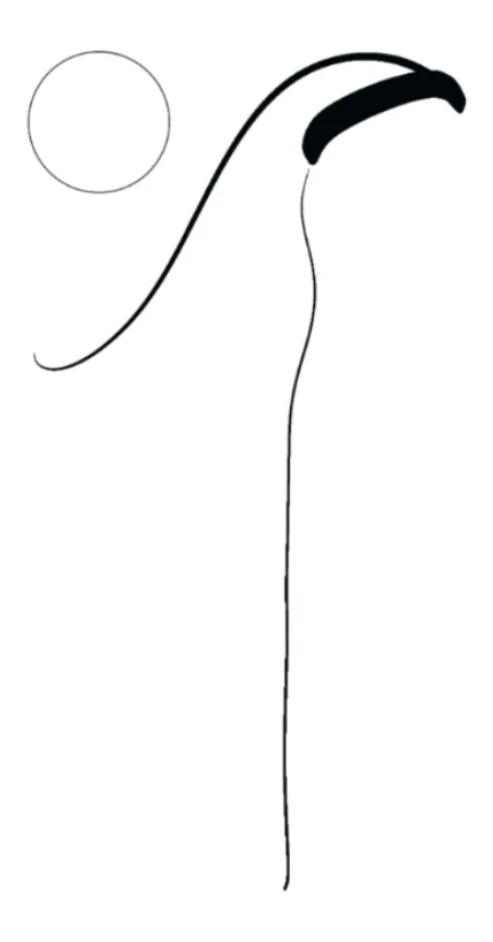 Minimal line bud on a long stem flash design Botanical 24 by GAR Tattoo, Mexico City