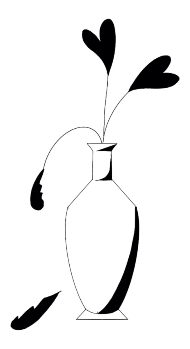 Line-art vase with flowers flash design Botanical 27 by GAR Tattoo, Mexico City