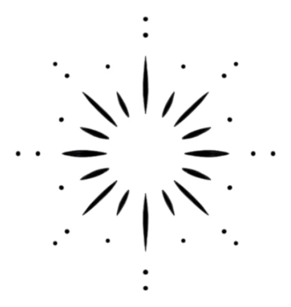 Fine-line radiant sunburst flash design Celestial 11 by GAR Tattoo, Mexico City