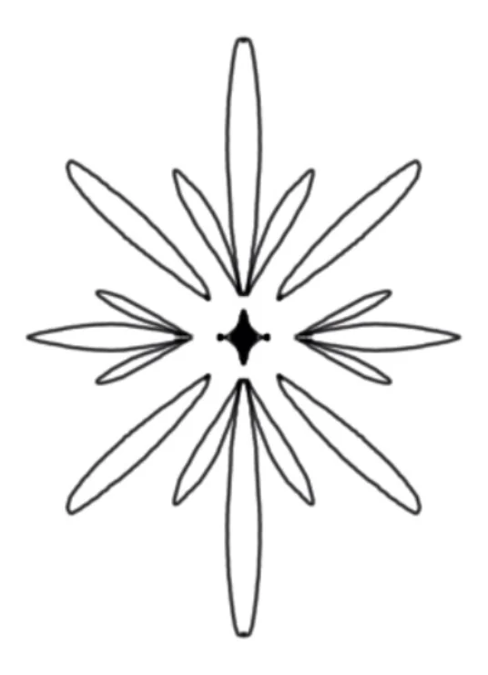 Fine-line eight-point star flash design Celestial 13 by GAR Tattoo, Mexico City