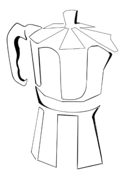 Line-art moka pot flash design Everyday 02 by GAR Tattoo, Mexico City