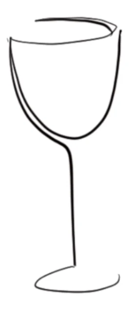 Line-art wine glass flash design Everyday 03 by GAR Tattoo, Mexico City